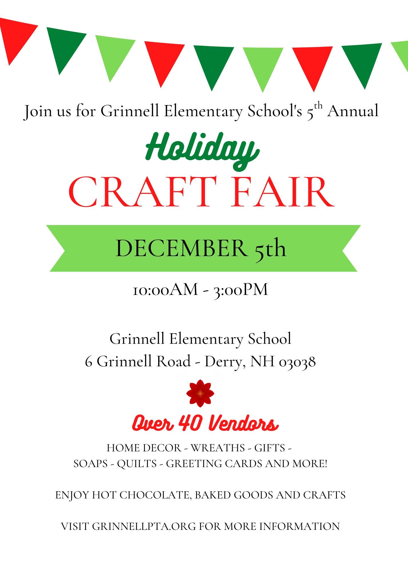 Grinnell Elementary School PTA 5th Annual Craft Fair